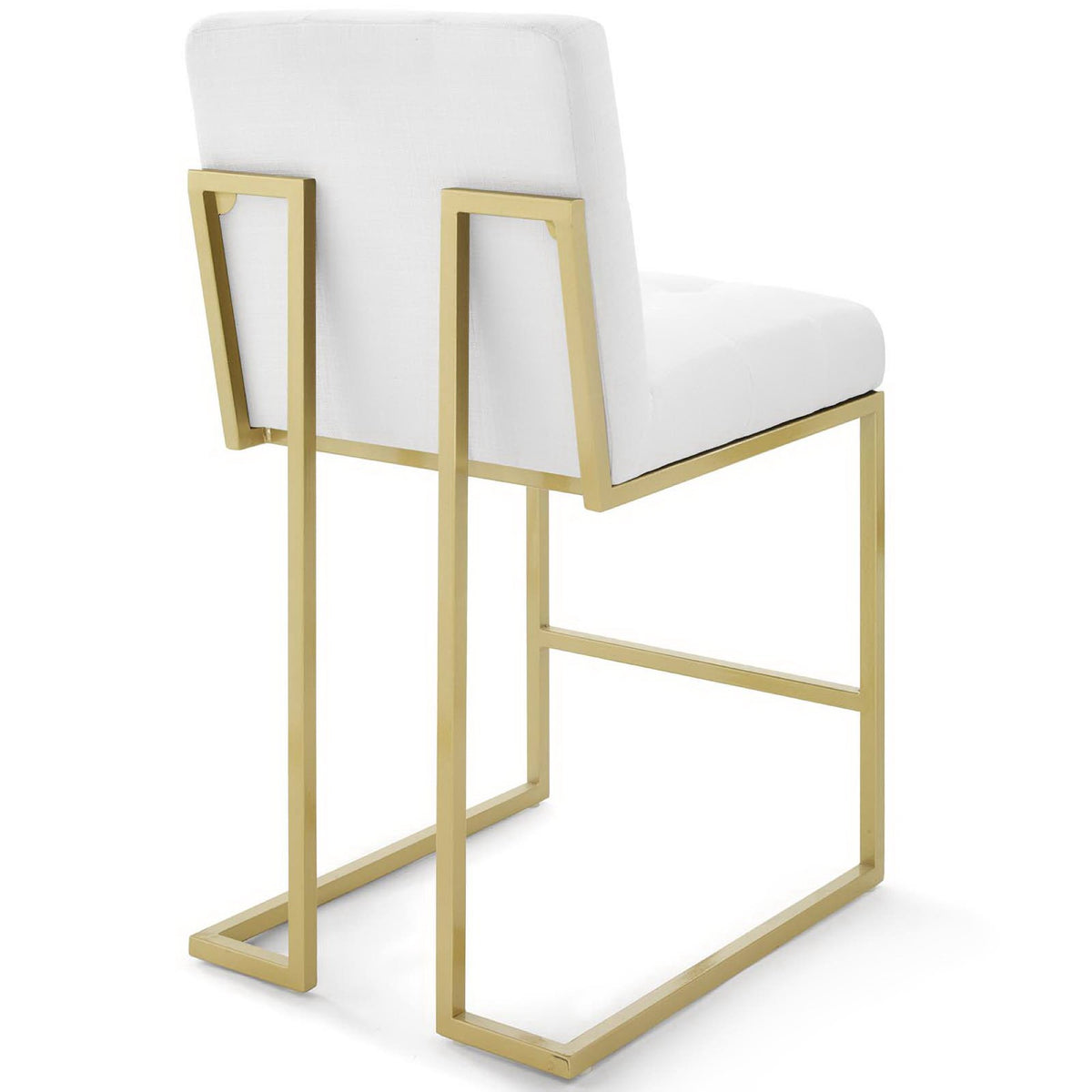 Privy Gold Stainless Steel Upholstered Fabric Counter Stool Set of 2 - Gold White