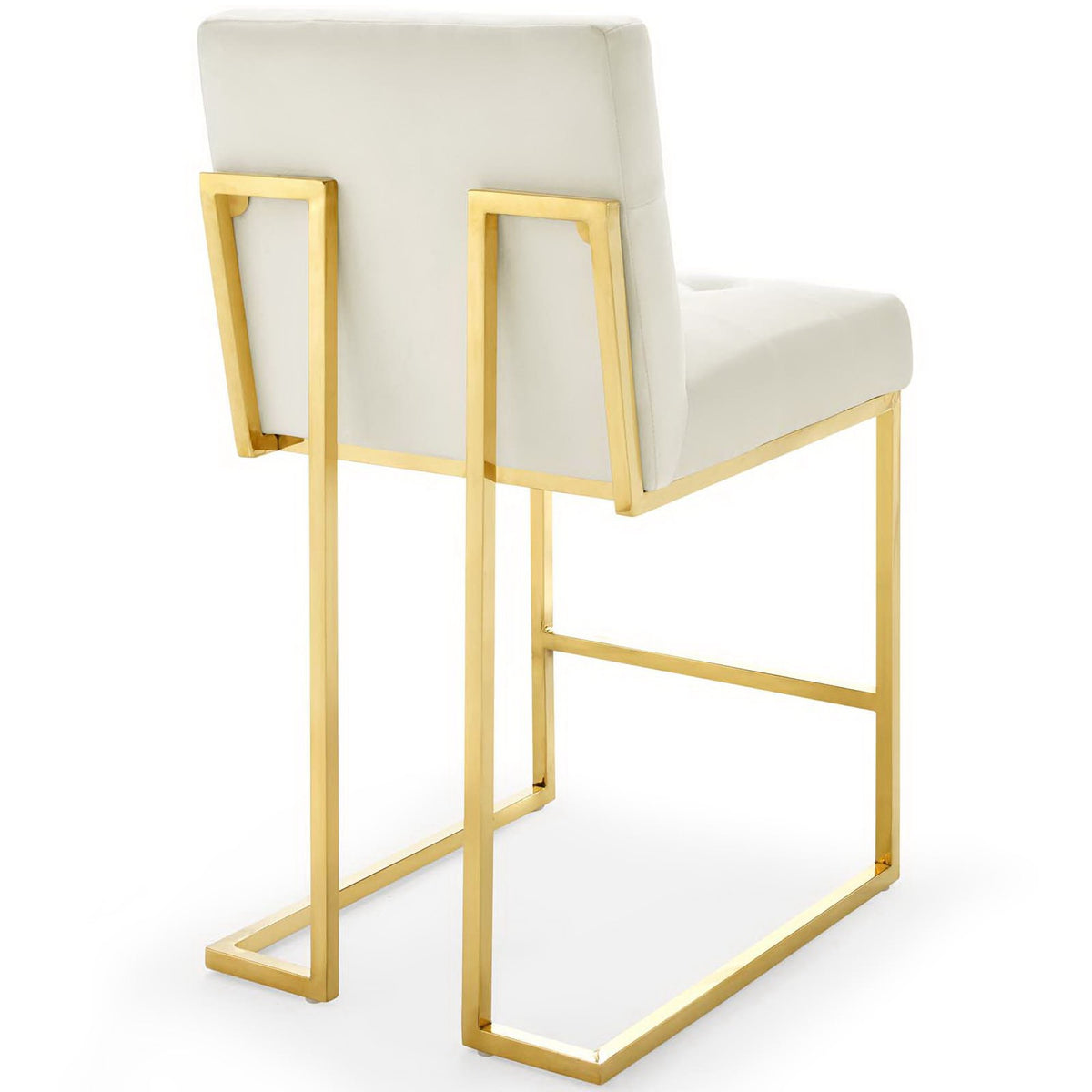 Privy Gold Stainless Steel Performance Velvet Counter Stool Set of 2 - Gold Ivory