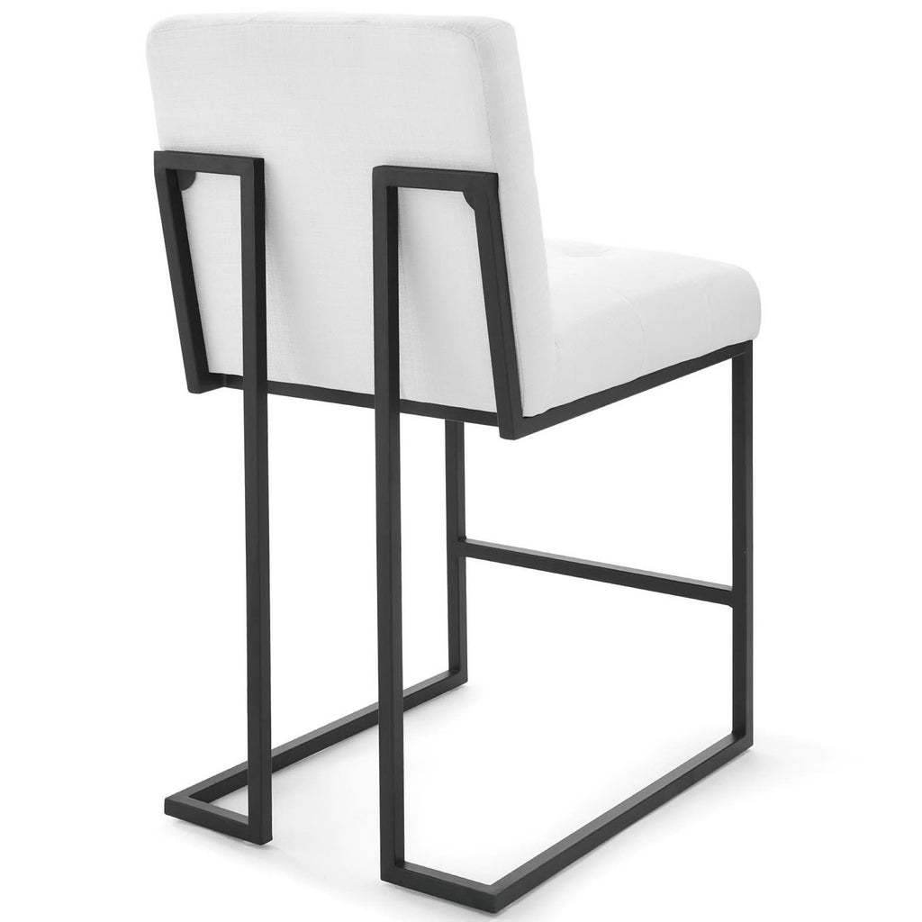 Privy Black Stainless Steel Upholstered Fabric Counter Stool Set of 2 - Black White
