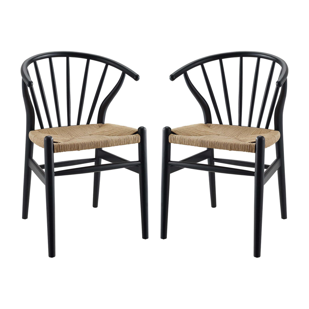 Flourish Spindle Wood Dining Side Chair Set of 2 - Black