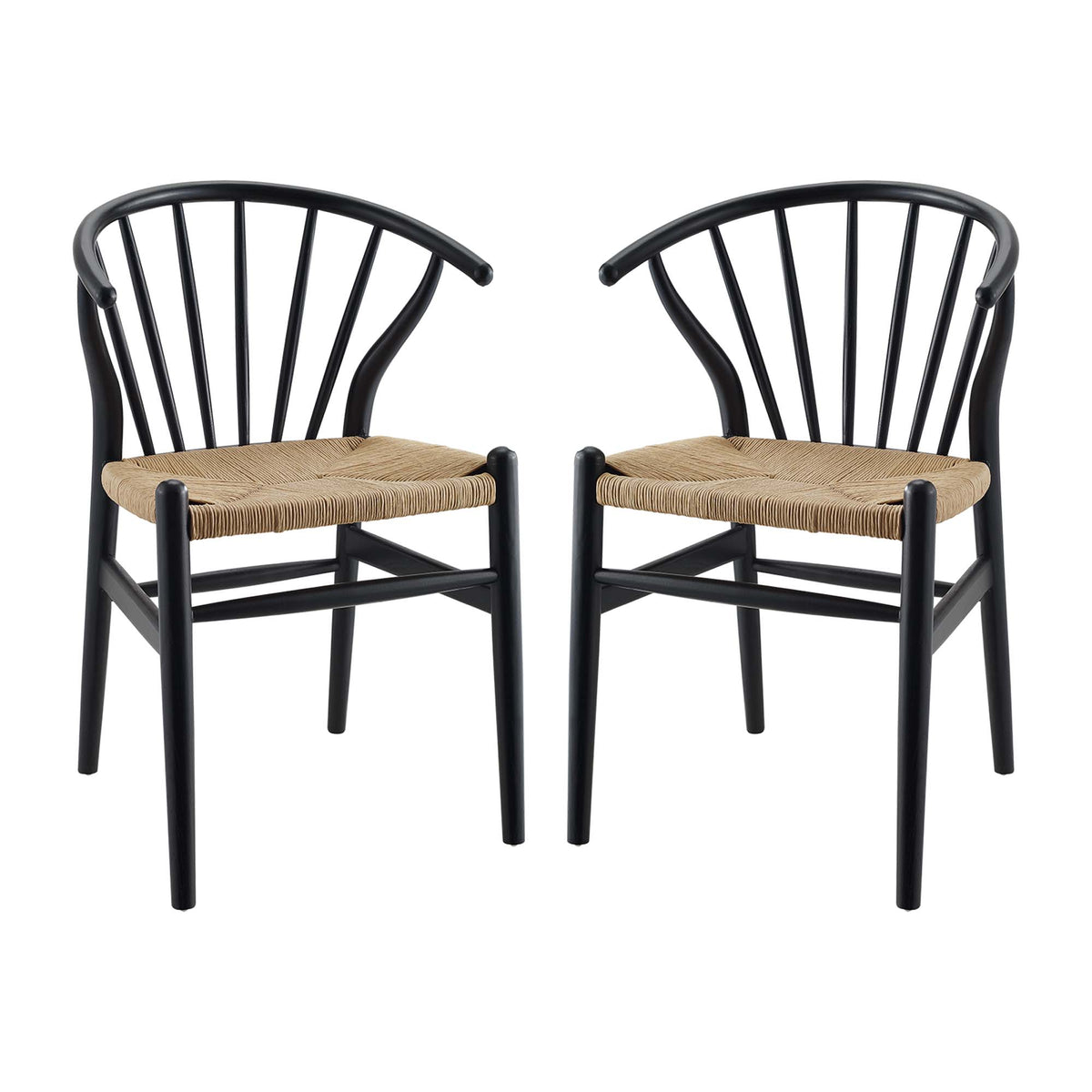 Flourish Spindle Wood Dining Side Chair Set of 2 - Black