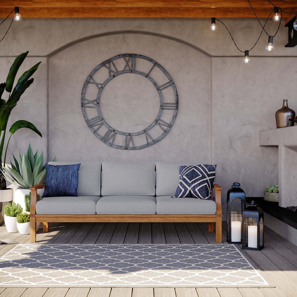 Marina Outdoor Patio Teak Sofa - Natural Gray