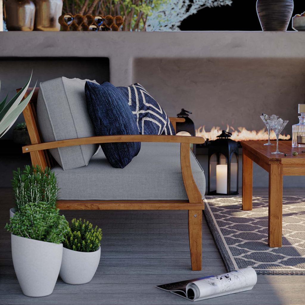 Marina Outdoor Patio Teak Sofa - Natural Gray