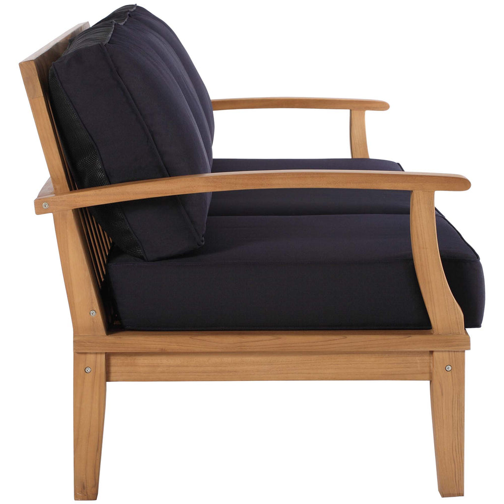 Marina Outdoor Patio Teak Sofa - Natural Navy