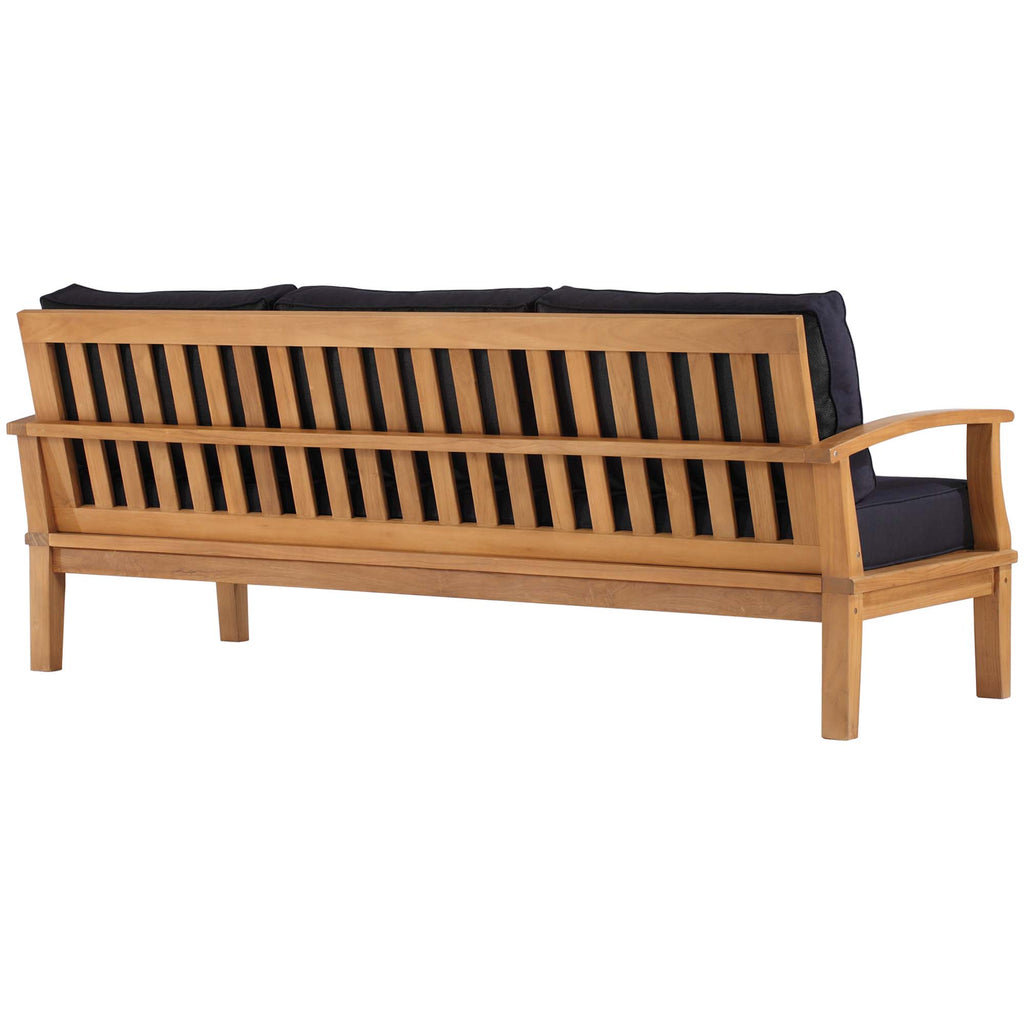 Marina Outdoor Patio Teak Sofa - Natural Navy