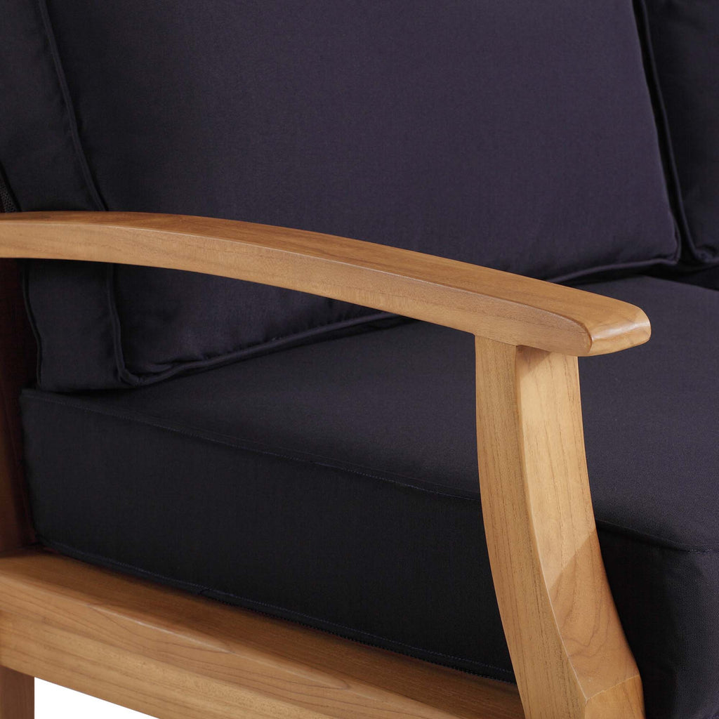 Marina Outdoor Patio Teak Sofa - Natural Navy