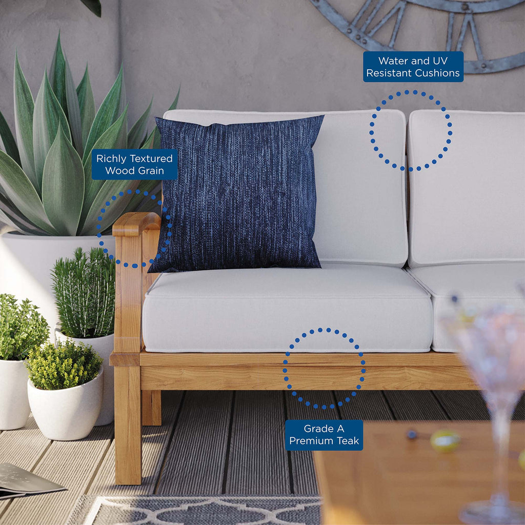 Marina Outdoor Patio Teak Sofa - Natural White