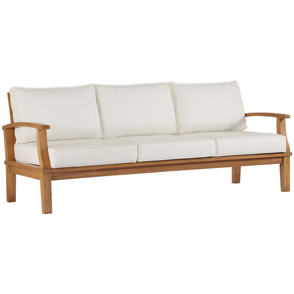 Marina Outdoor Patio Teak Sofa - Natural White