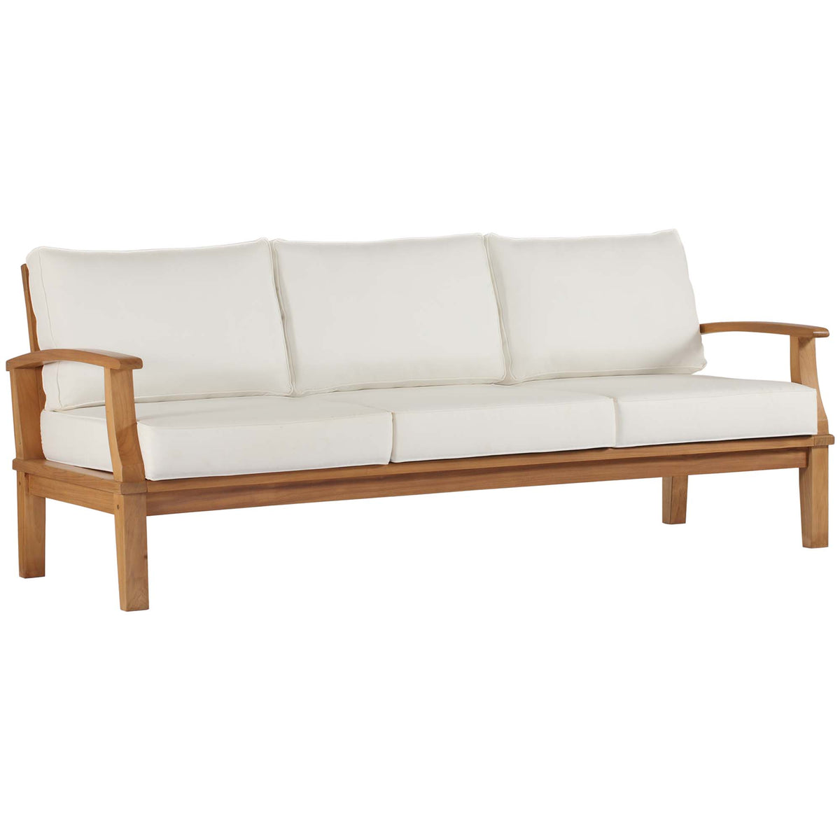 Marina Outdoor Patio Teak Sofa - Natural White