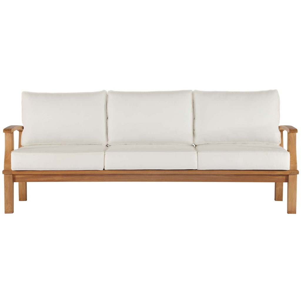 Marina Outdoor Patio Teak Sofa - Natural White
