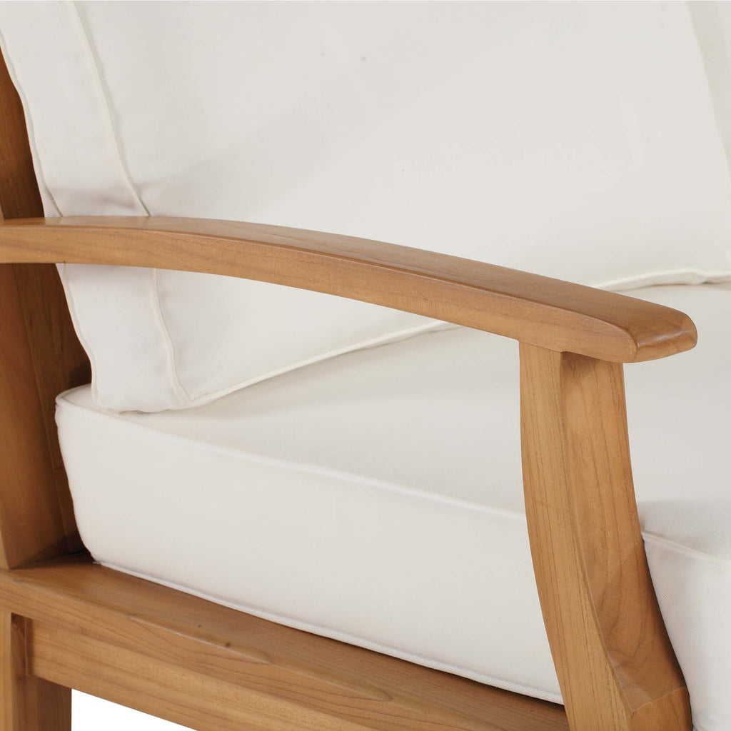 Marina Outdoor Patio Teak Sofa - Natural White