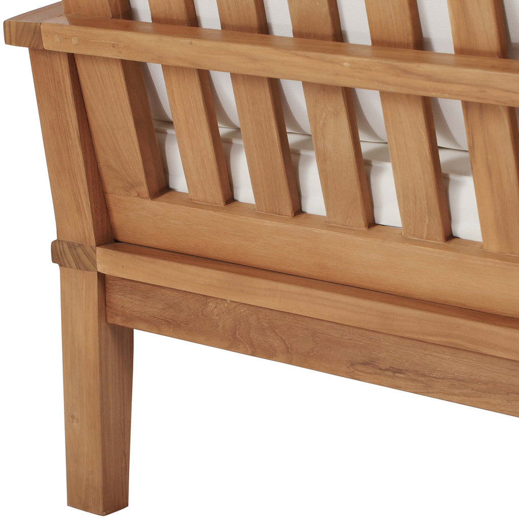 Marina Outdoor Patio Teak Sofa - Natural White