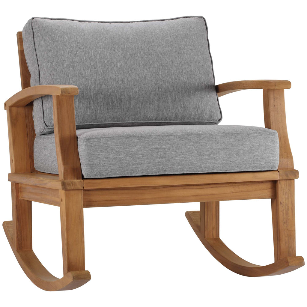 Marina Outdoor Patio Teak Rocking Chair - Natural Gray