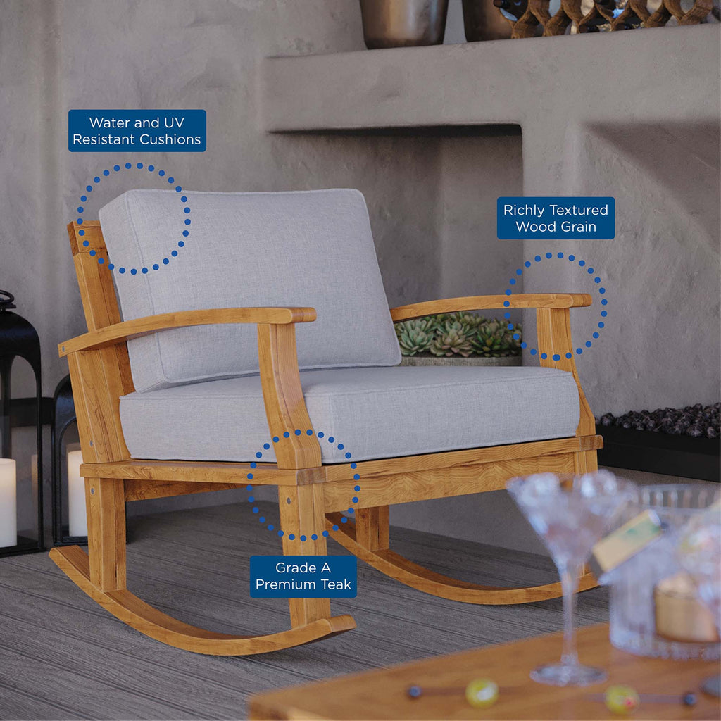 Marina Outdoor Patio Teak Rocking Chair - Natural Gray