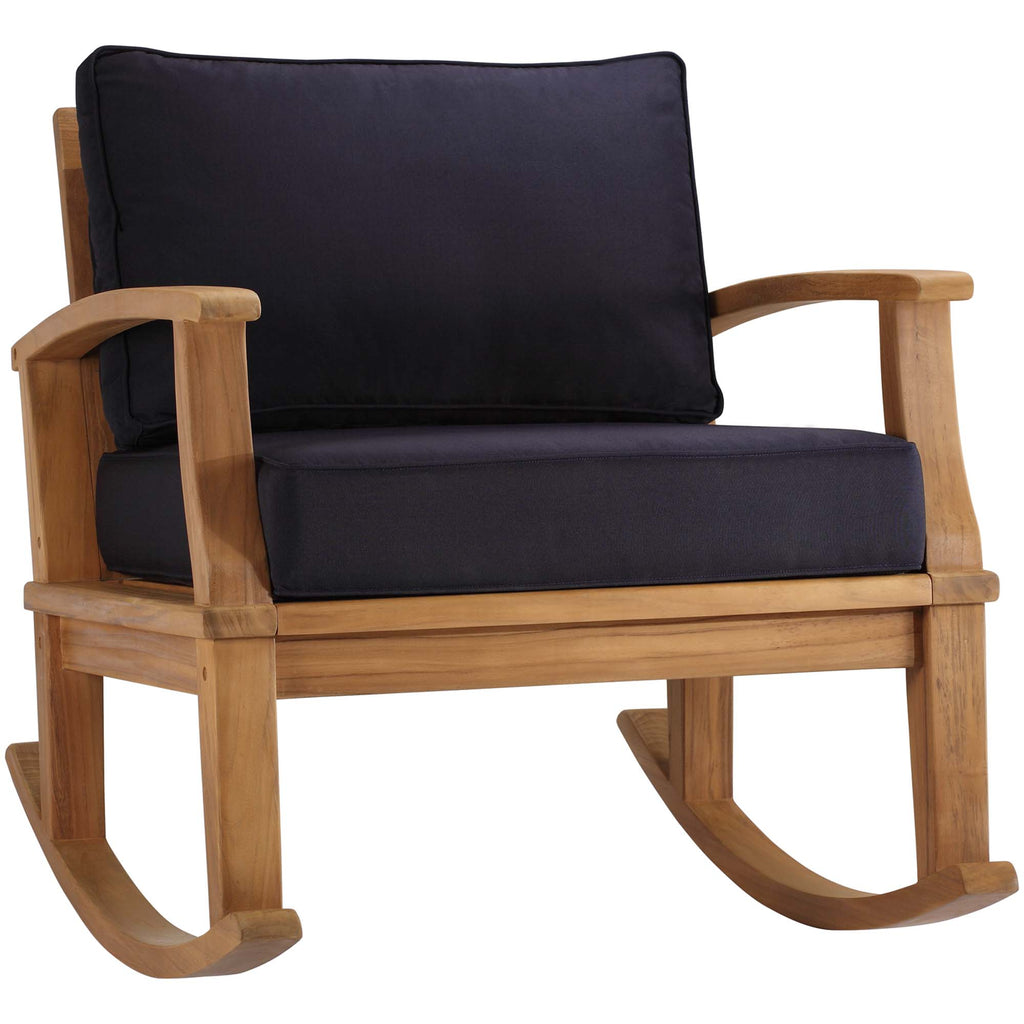 Marina Outdoor Patio Teak Rocking Chair - Natural Navy