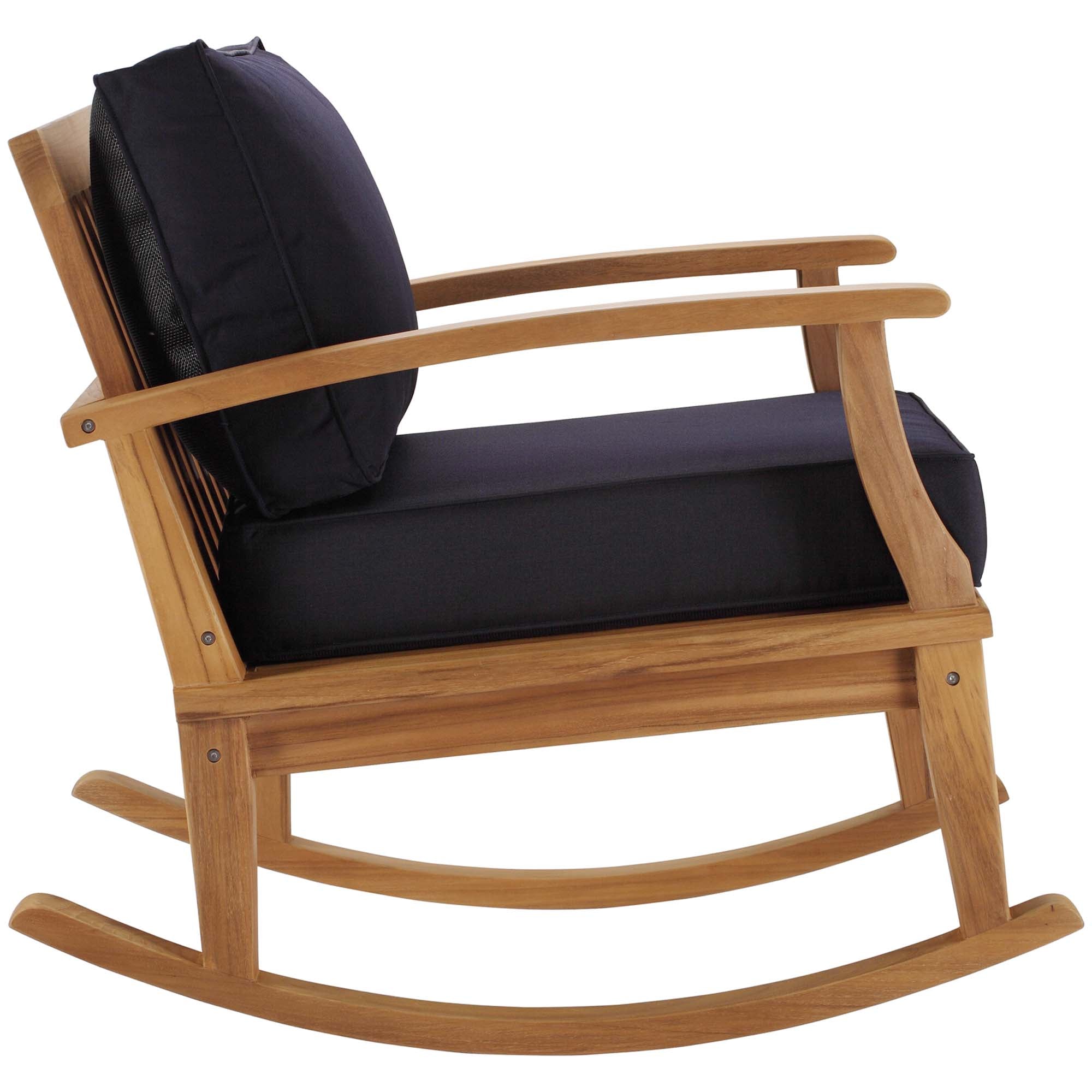 Marina Outdoor Patio Teak Rocking Chair - Natural Navy
