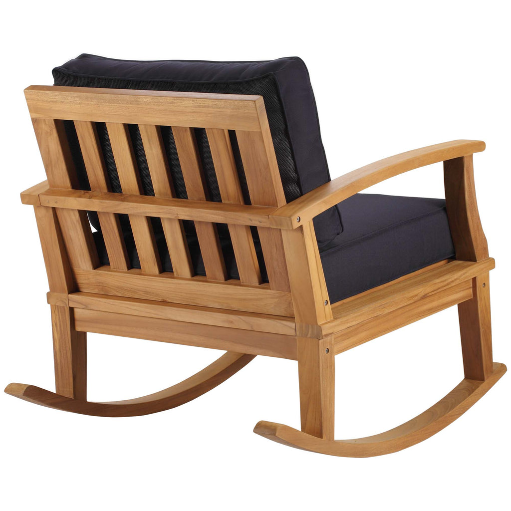 Marina Outdoor Patio Teak Rocking Chair - Natural Navy