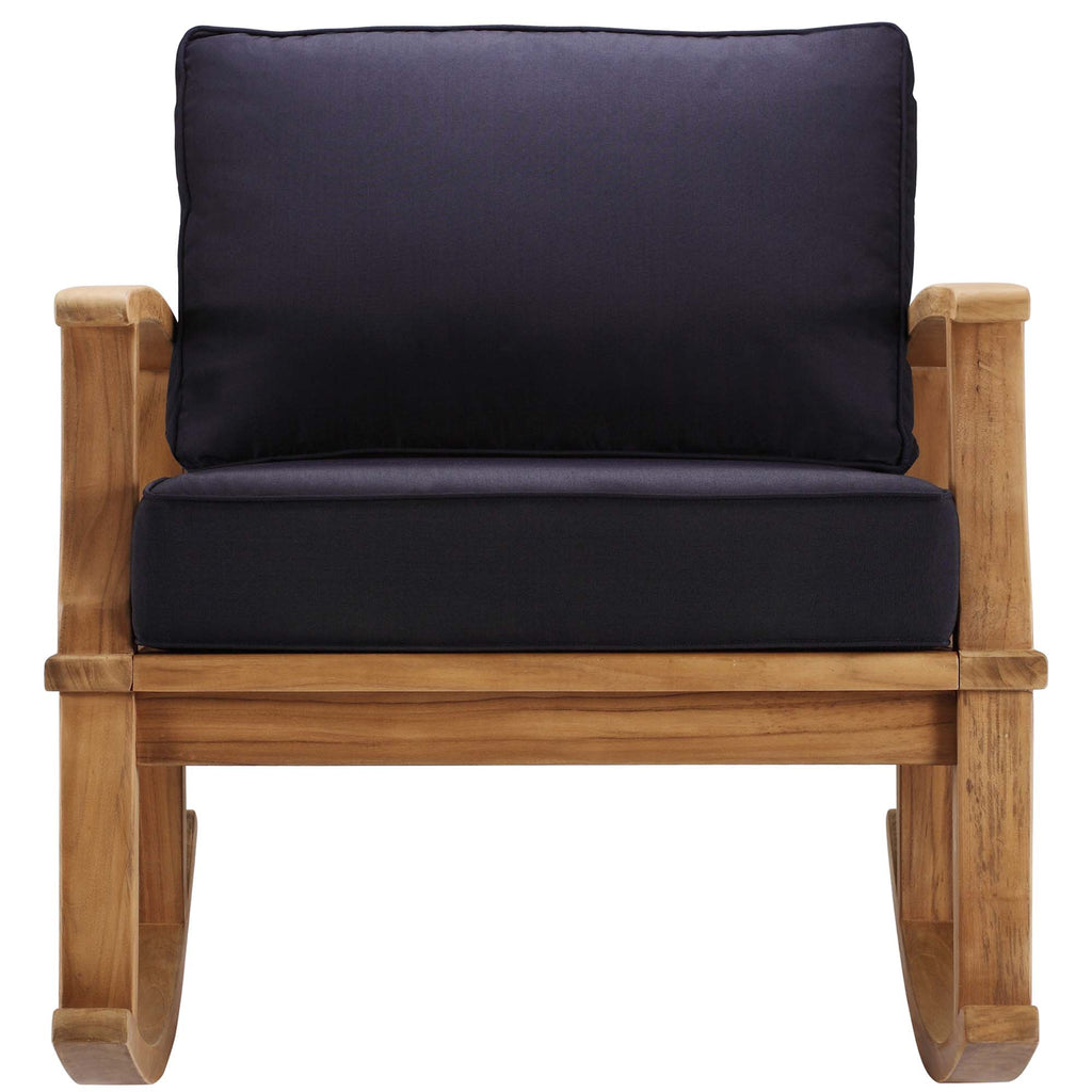 Marina Outdoor Patio Teak Rocking Chair - Natural Navy