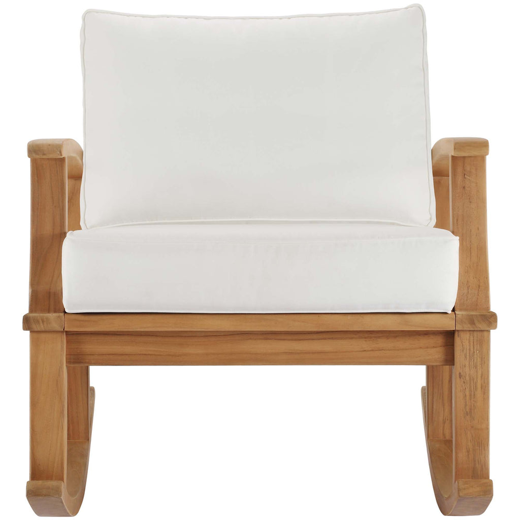 Marina Outdoor Patio Teak Rocking Chair - Natural White