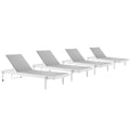 Charleston Outdoor Patio Aluminum Chaise Lounge Chair Set of 4 - White Gray