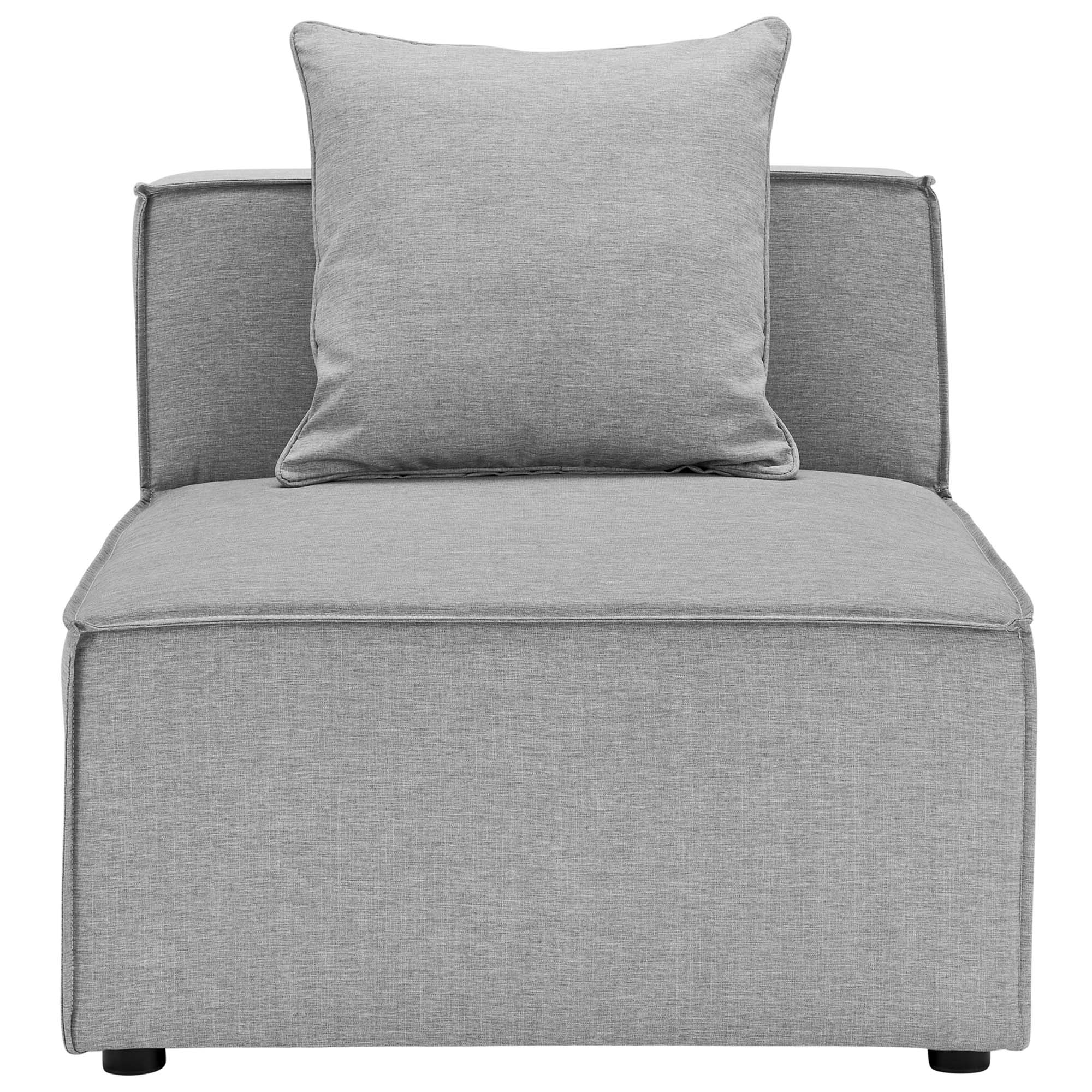Saybrook Outdoor Patio Upholstered Sectional Sofa Armless Chair - Gray