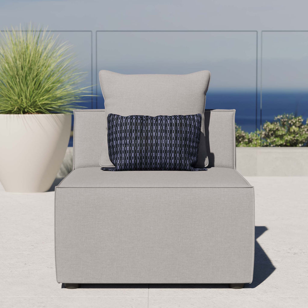 Saybrook Outdoor Patio Upholstered Sectional Sofa Armless Chair - Gray