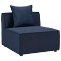 Saybrook Outdoor Patio Upholstered Sectional Sofa Armless Chair - Navy Blue