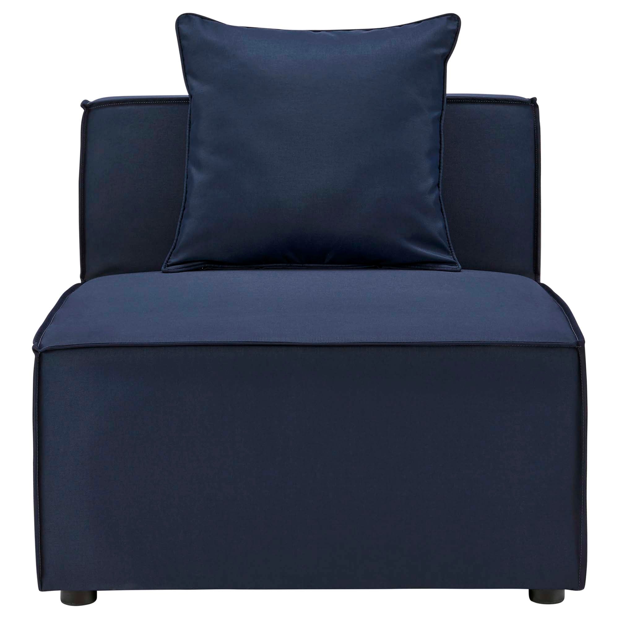 Saybrook Outdoor Patio Upholstered Sectional Sofa Armless Chair - Navy Blue