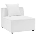 Saybrook Outdoor Patio Upholstered Sectional Sofa Armless Chair - White