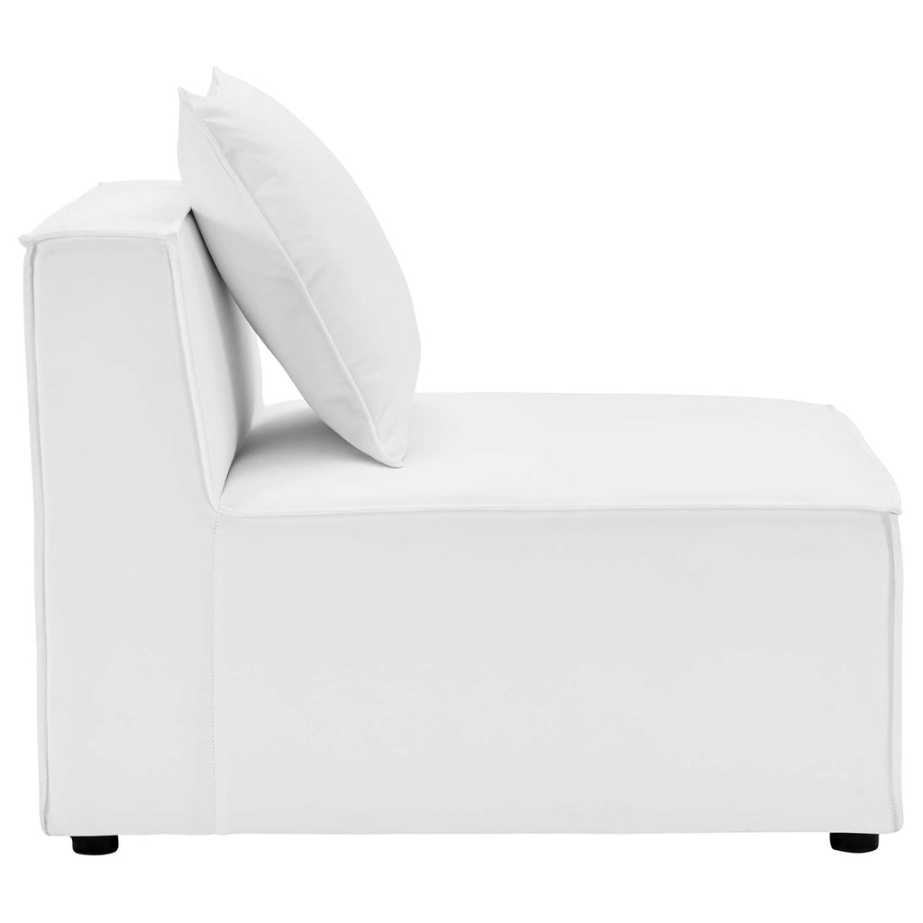 Saybrook Outdoor Patio Upholstered Sectional Sofa Armless Chair - White