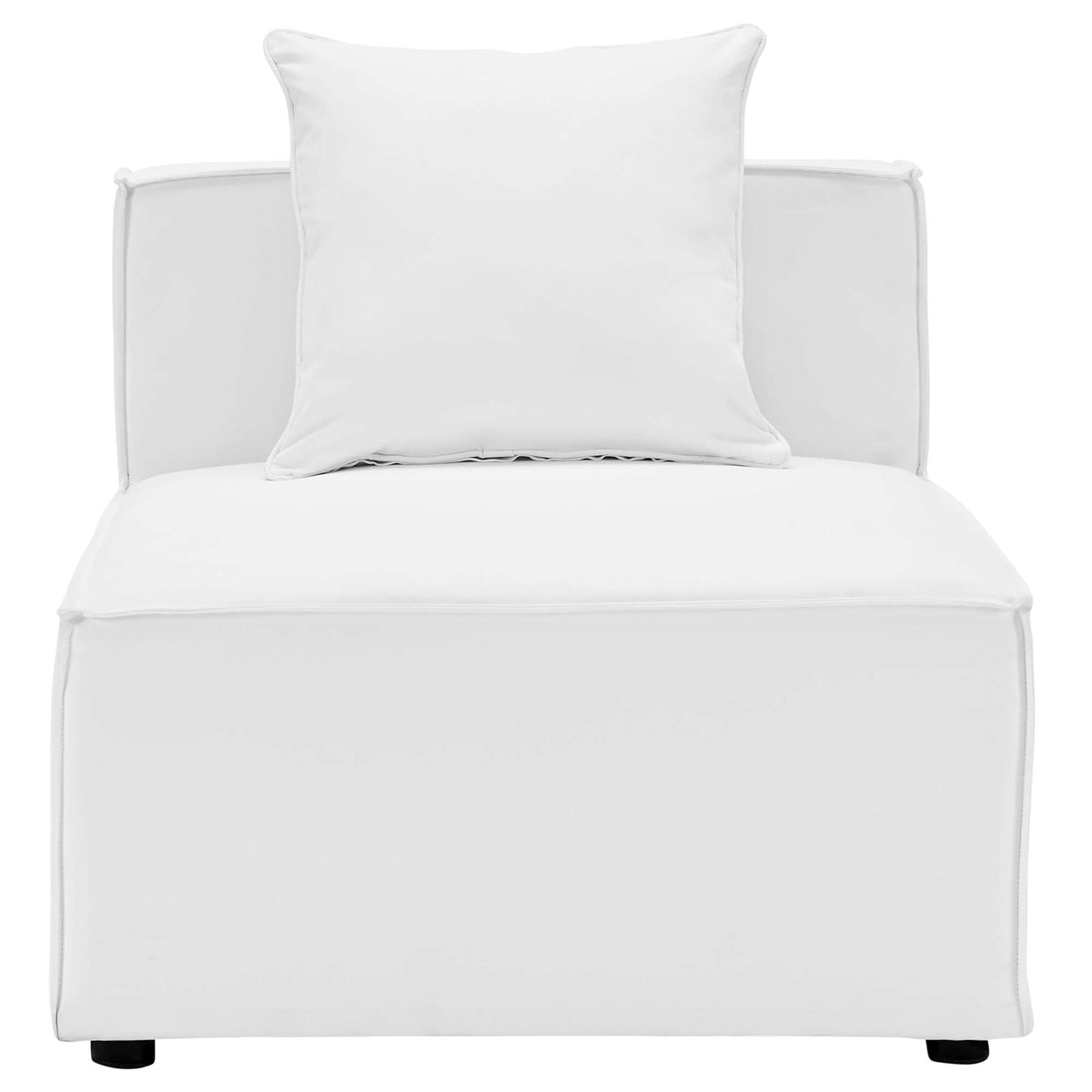 Saybrook Outdoor Patio Upholstered Sectional Sofa Armless Chair - White