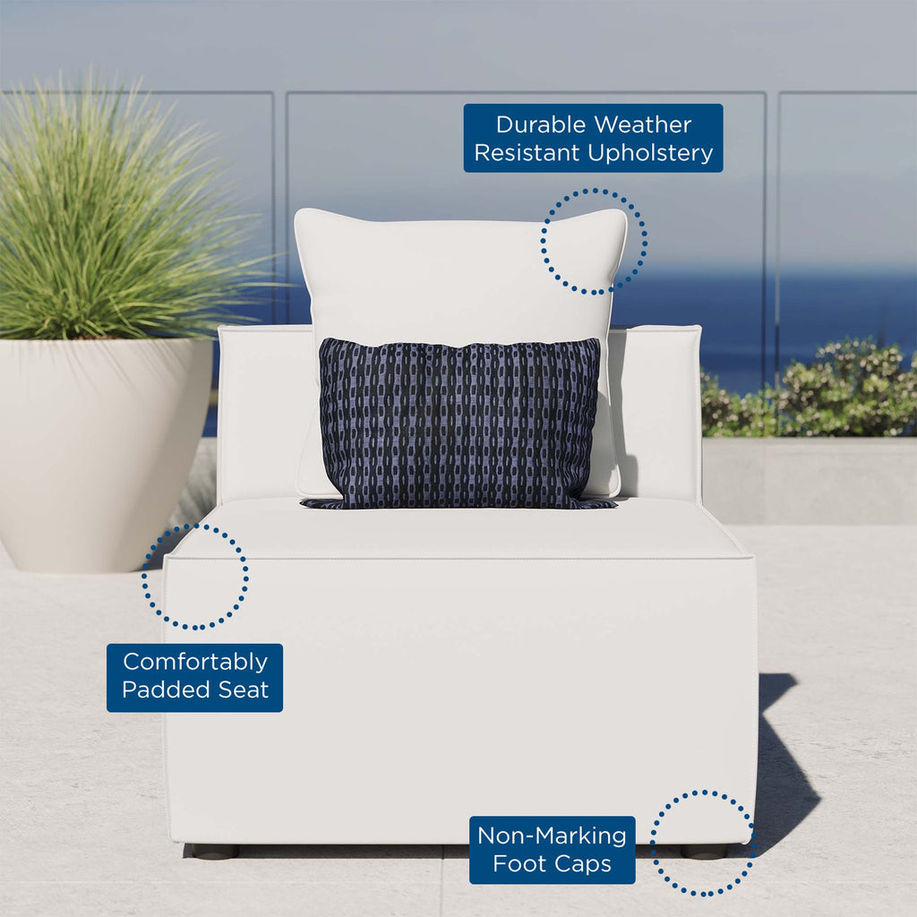Saybrook Outdoor Patio Upholstered Sectional Sofa Armless Chair - White