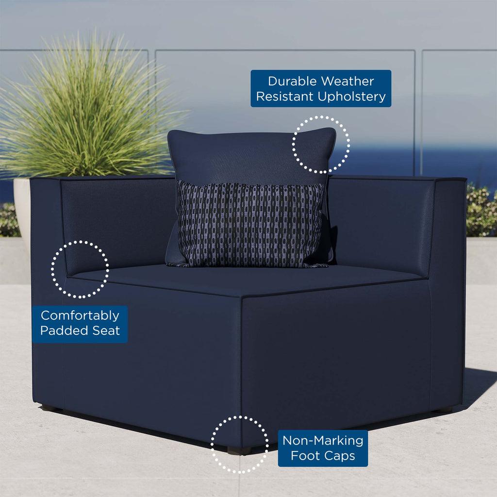 Saybrook Outdoor Patio Upholstered Sectional Sofa Corner Chair - Navy