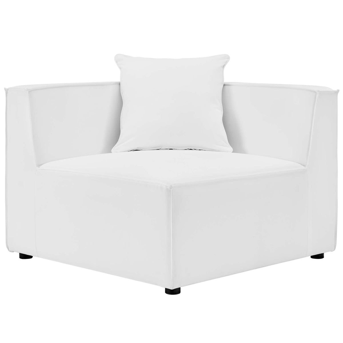 Saybrook Outdoor Patio Upholstered Sectional Sofa Corner Chair - White