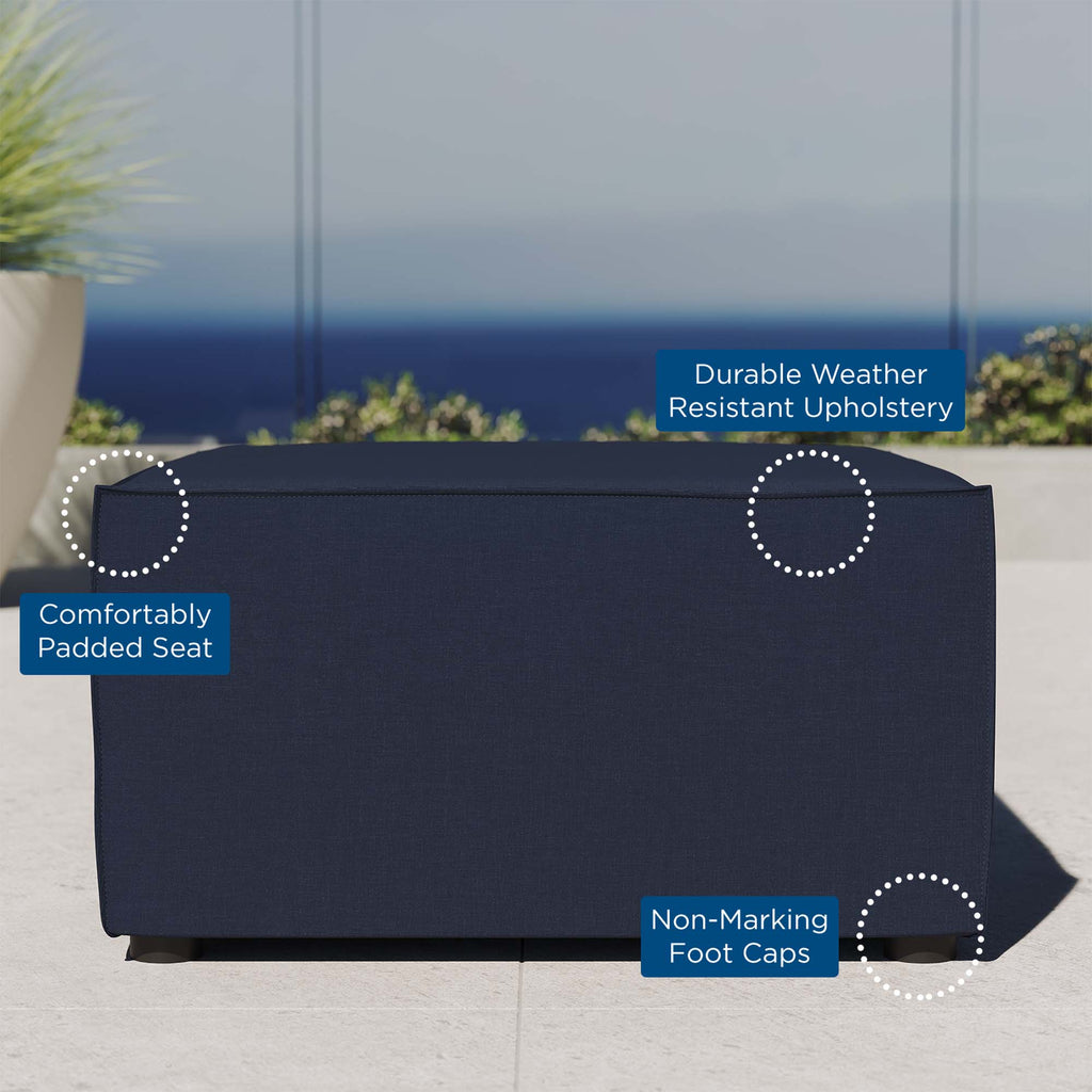 Saybrook Outdoor Patio Upholstered Sectional Sofa Ottoman - Navy