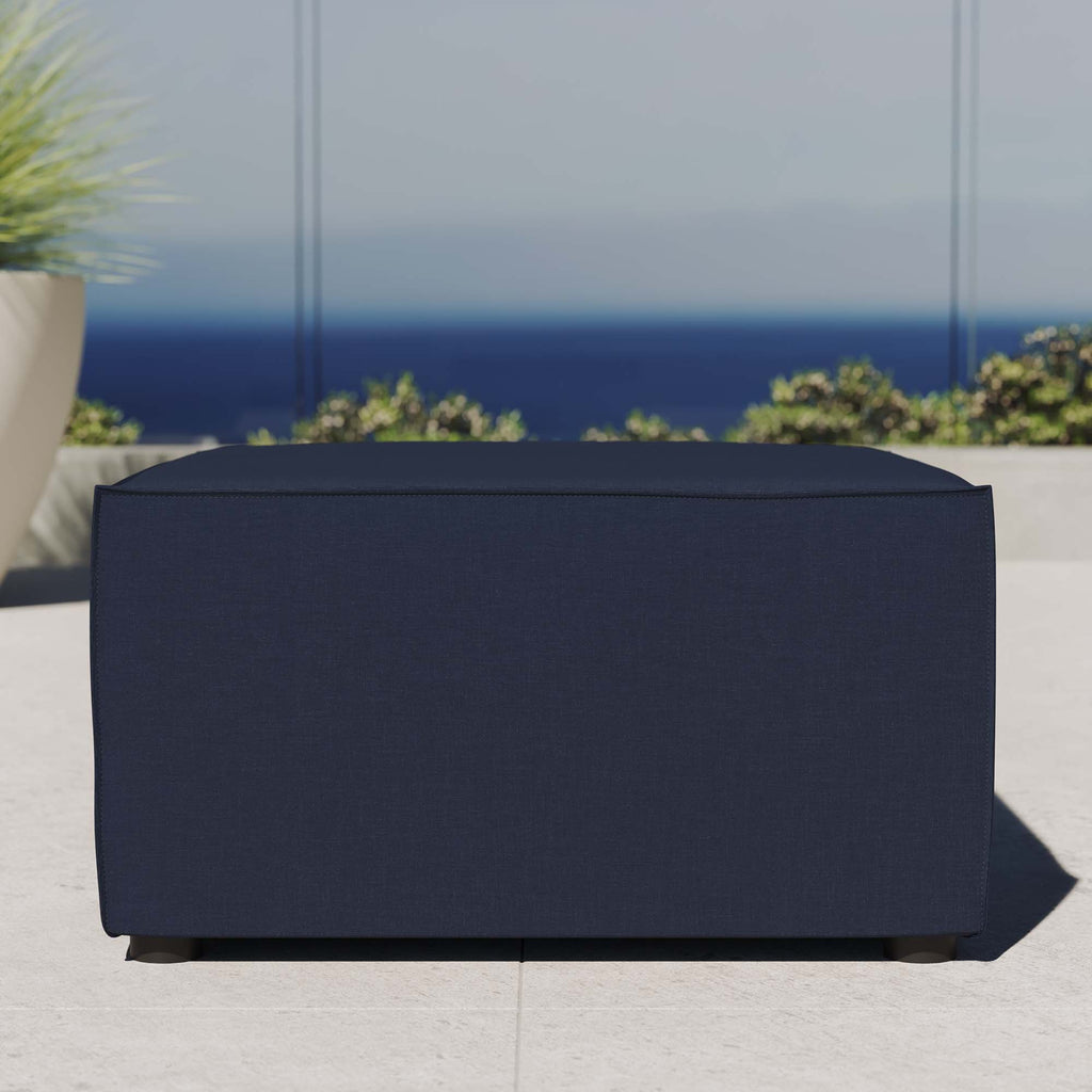 Saybrook Outdoor Patio Upholstered Sectional Sofa Ottoman - Navy