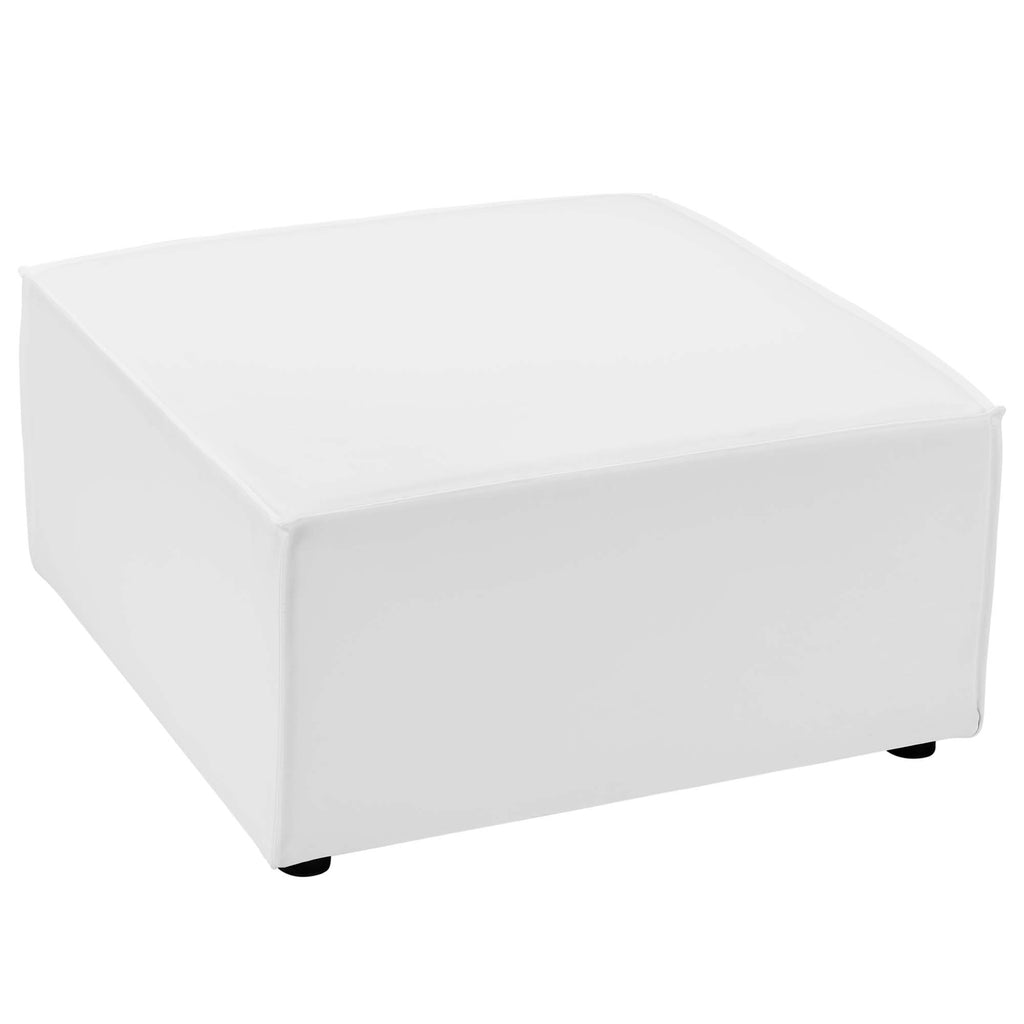 Saybrook Outdoor Patio Upholstered Sectional Sofa Ottoman - White