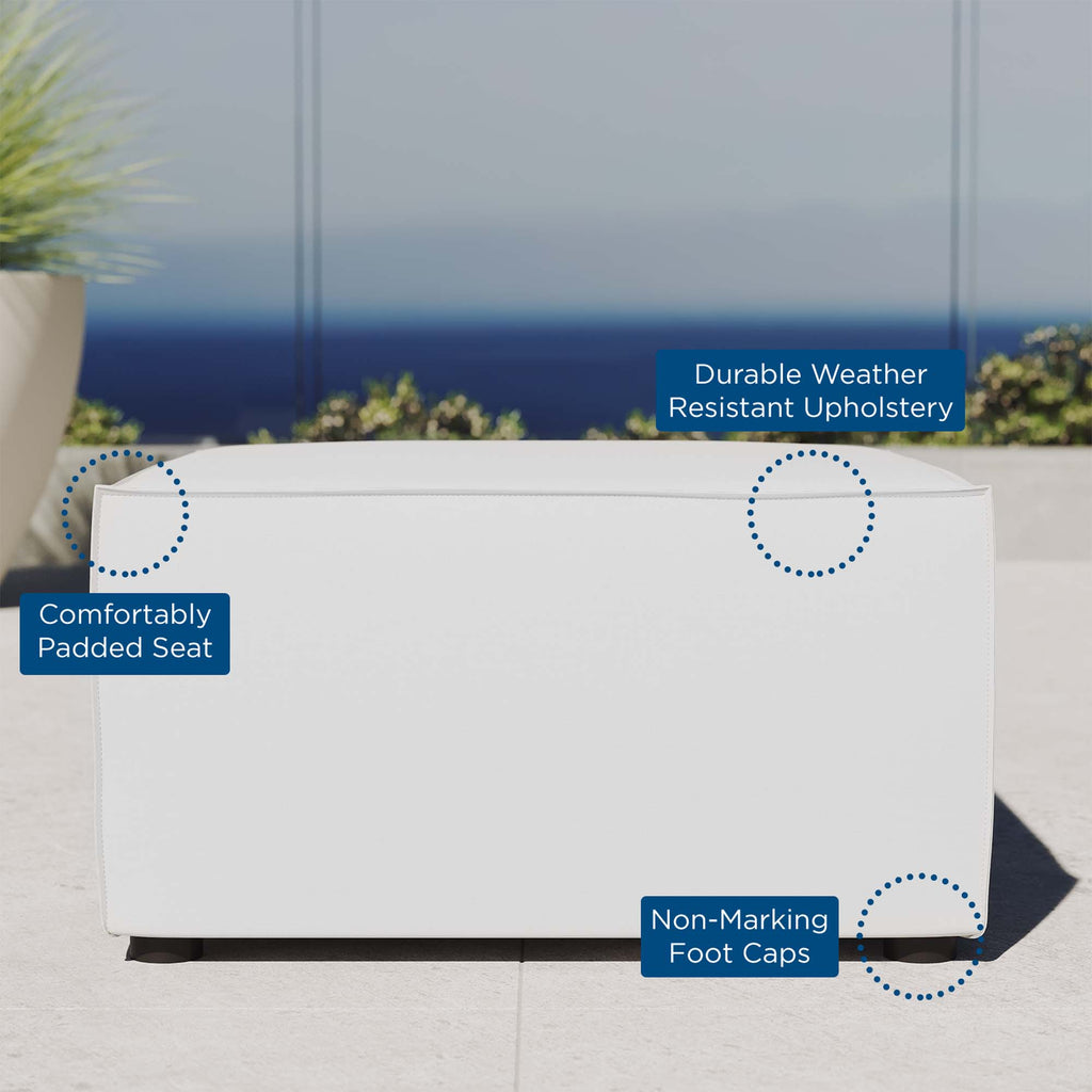 Saybrook Outdoor Patio Upholstered Sectional Sofa Ottoman - White