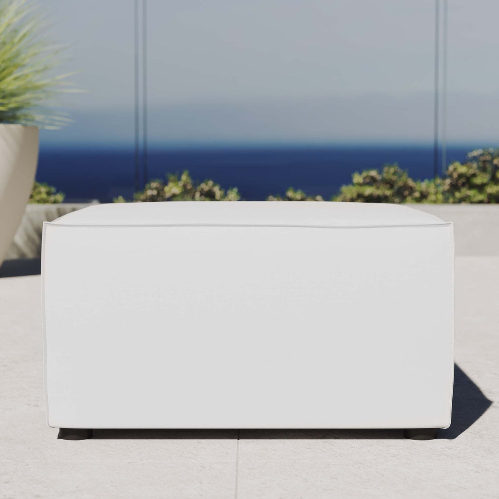 Saybrook Outdoor Patio Upholstered Sectional Sofa Ottoman - White