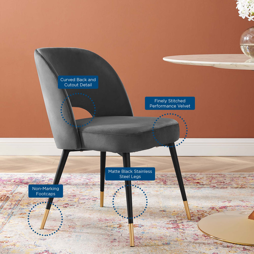 Rouse Performance Velvet Dining Side Chair - Charcoal