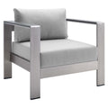 Shore Sunbrella Fabric Aluminum Outdoor Patio Armchair - Silver Gray