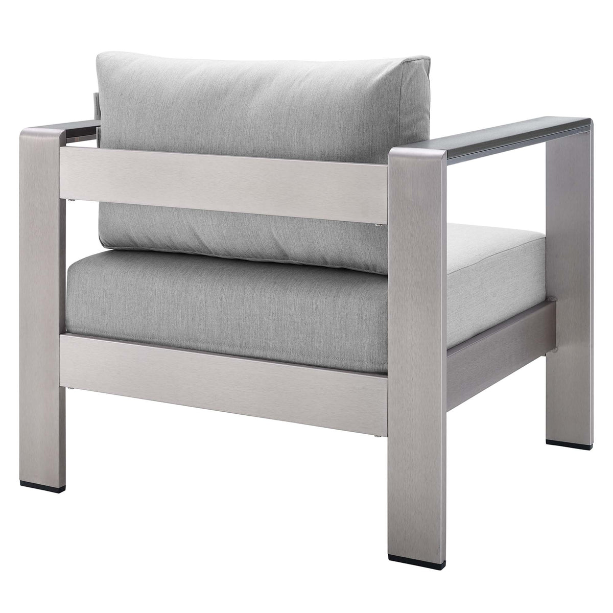 Shore Sunbrella Fabric Aluminum Outdoor Patio Armchair - Silver Gray