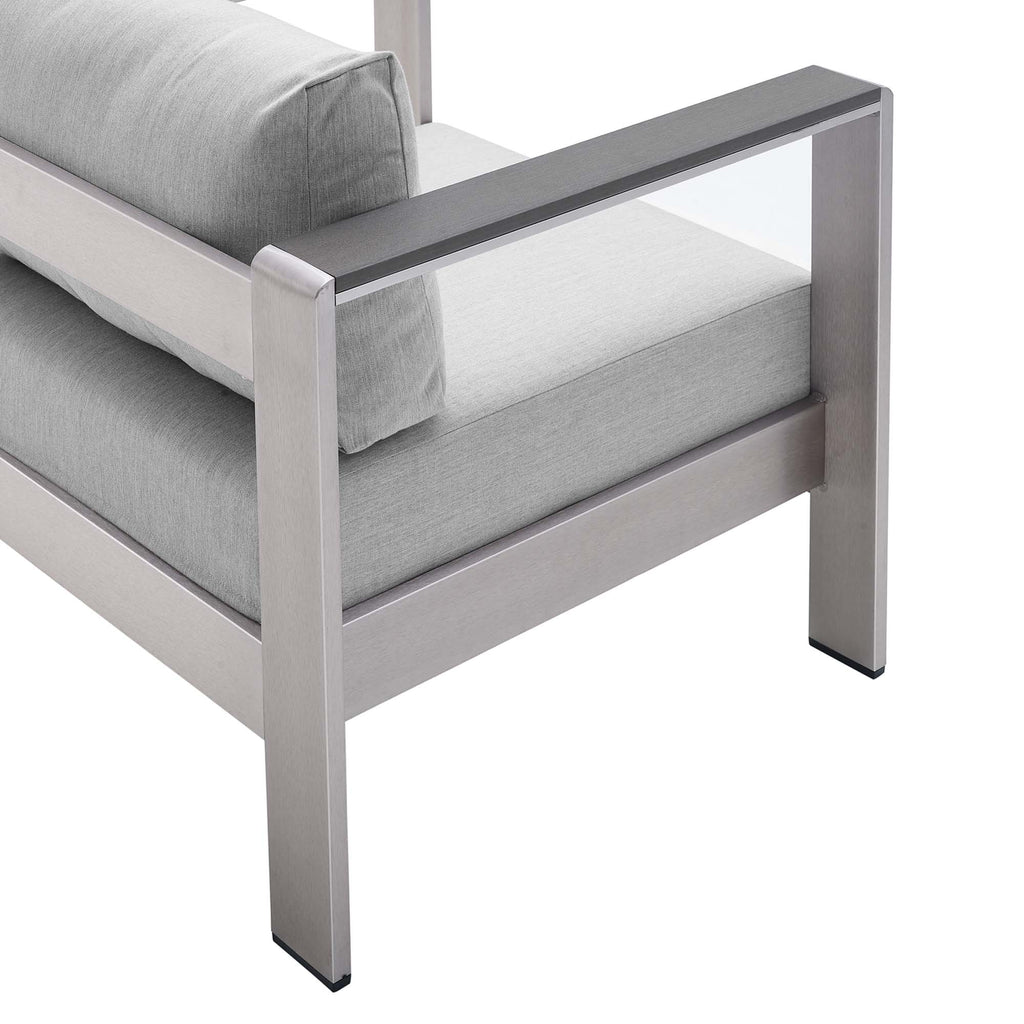 Shore Sunbrella Fabric Aluminum Outdoor Patio Armchair - Silver Gray