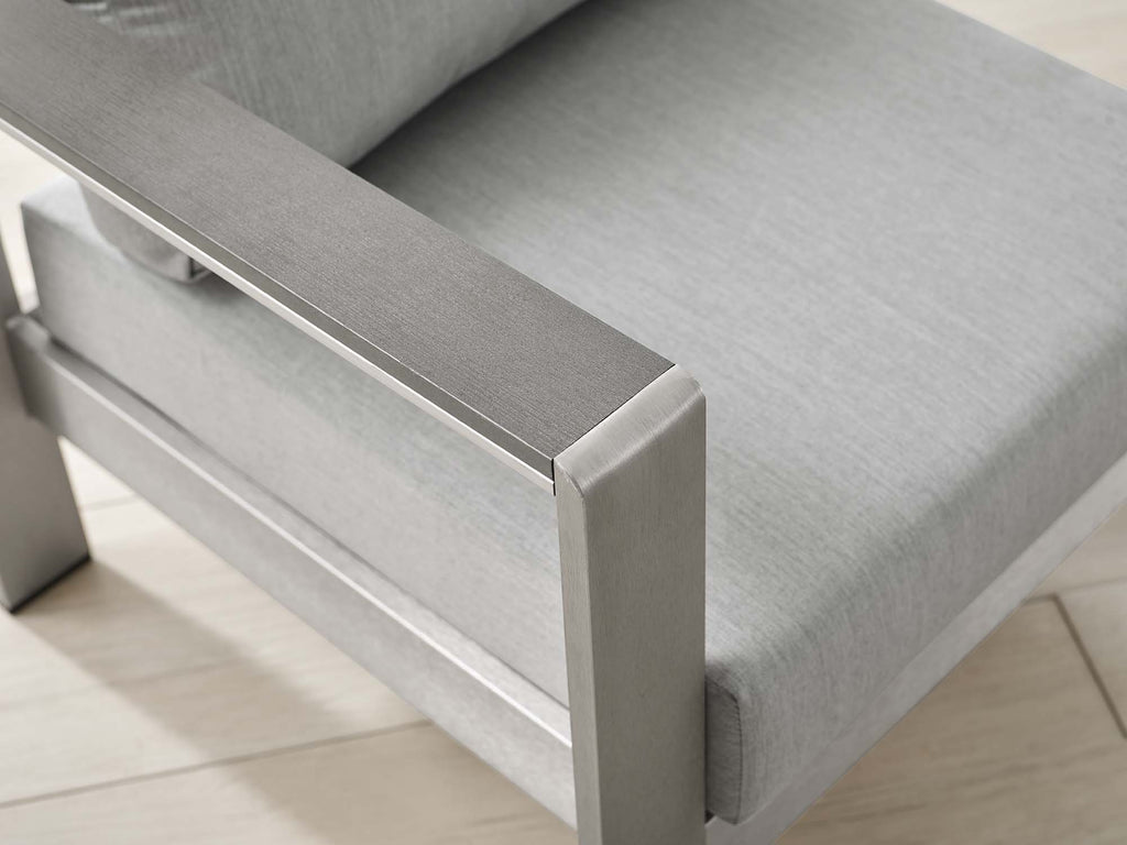 Shore Sunbrella Fabric Aluminum Outdoor Patio Armchair - Silver Gray