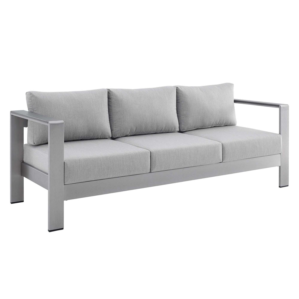 Shore Sunbrella Fabric Aluminum Outdoor Patio Sofa - Silver Gray