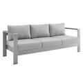 Shore Sunbrella Fabric Aluminum Outdoor Patio Sofa - Silver Gray