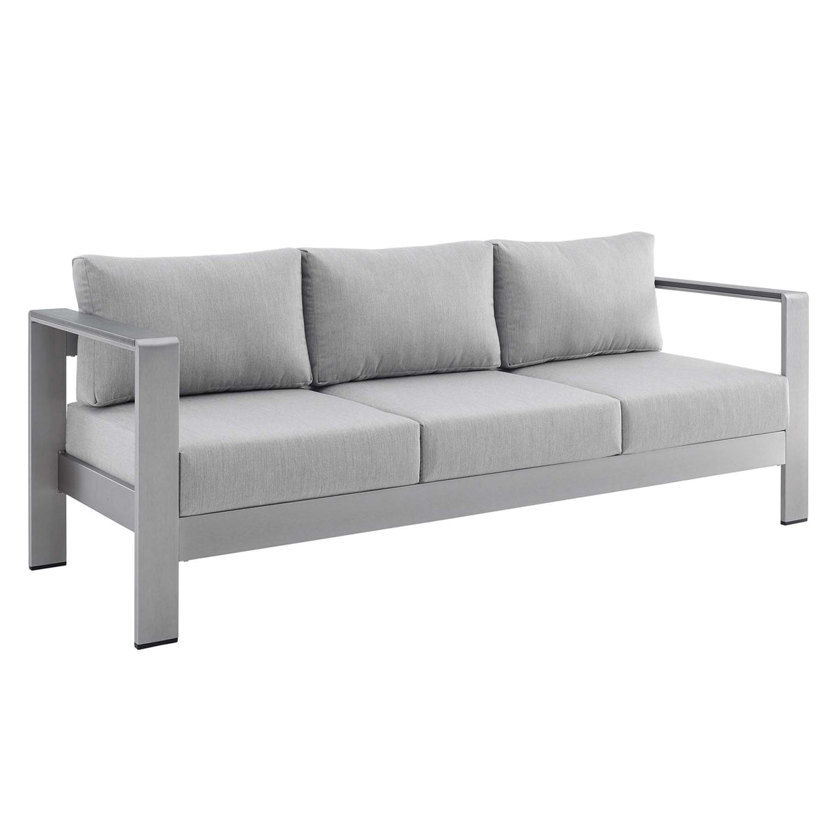 Shore Sunbrella Fabric Aluminum Outdoor Patio Sofa - Silver Gray