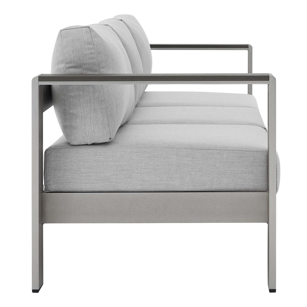 Shore Sunbrella Fabric Aluminum Outdoor Patio Sofa - Silver Gray