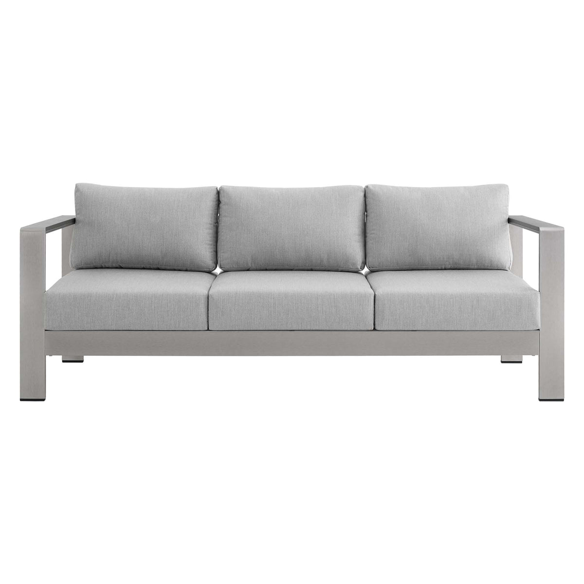Shore Sunbrella Fabric Aluminum Outdoor Patio Sofa - Silver Gray