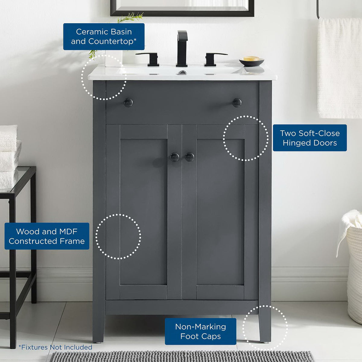 Nantucket 24" Bathroom Vanity - Gray White